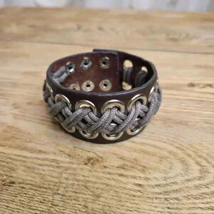 Leather Cuff Bracelet YIK FUNG snap closure